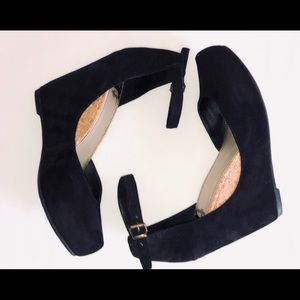 Fergalicious Black Velvet and Cork Wedge